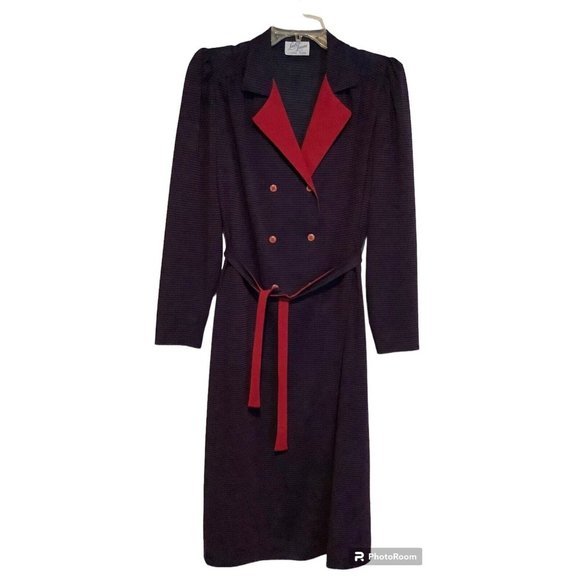 Vintage 70s Clothing Lady Laura dress by Toni Todd Blue Red Pinstripe - Picture 1 of 6